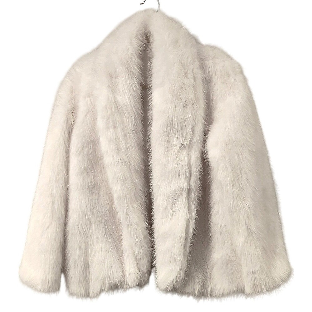 SHEIN Faux Fur Jacket in White Size Medium Like New